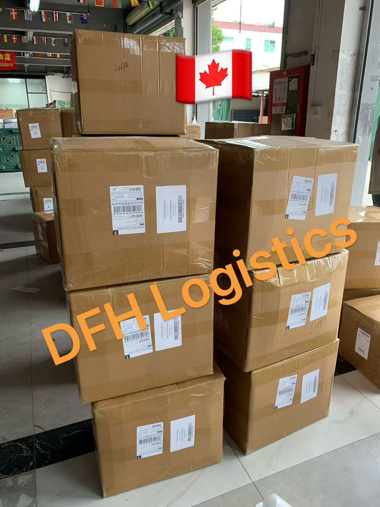 Apparel cartons labelled for door delivery in Ontario