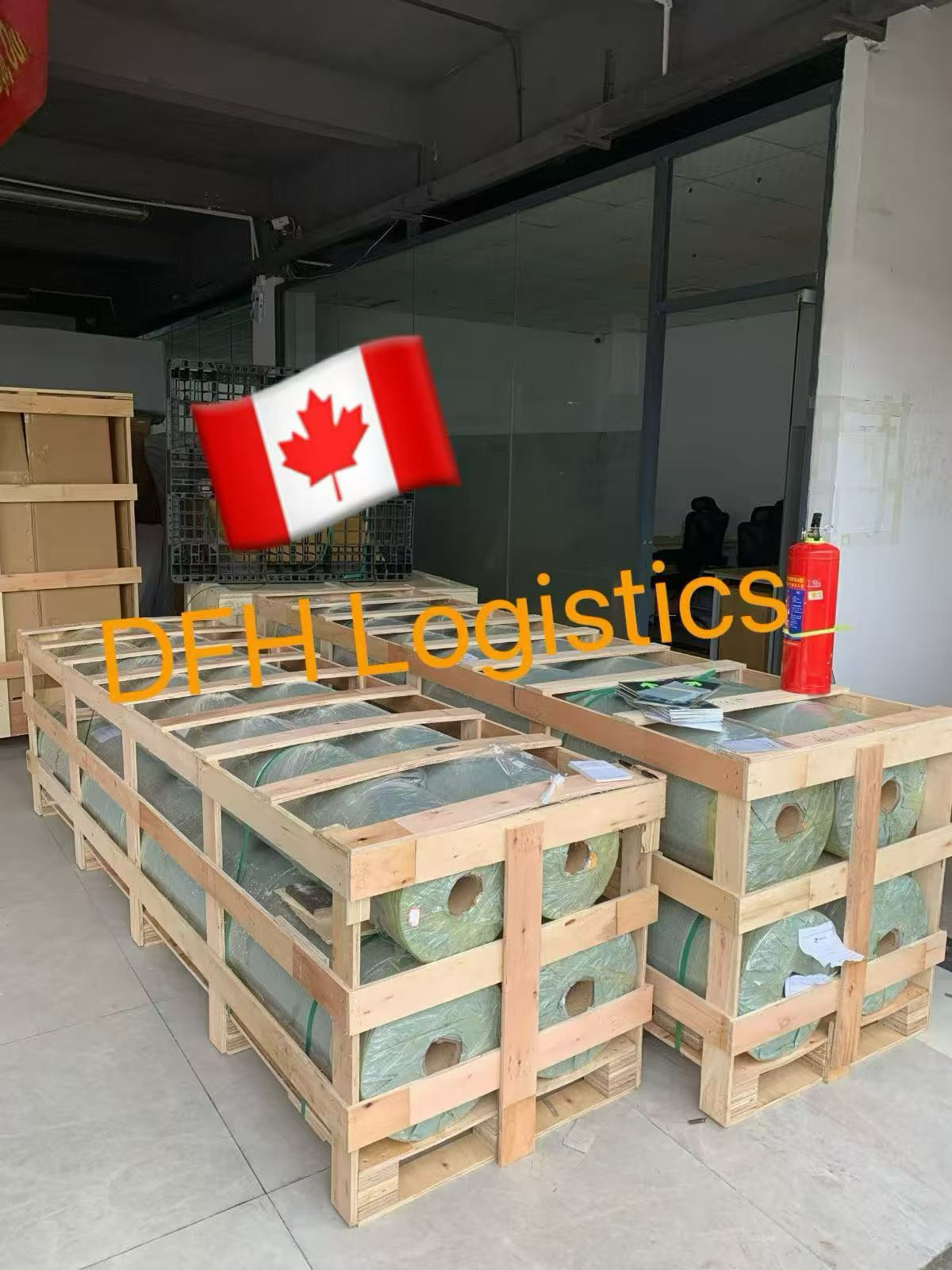 Wooden crating for fragile cargo before sea freight to Canada