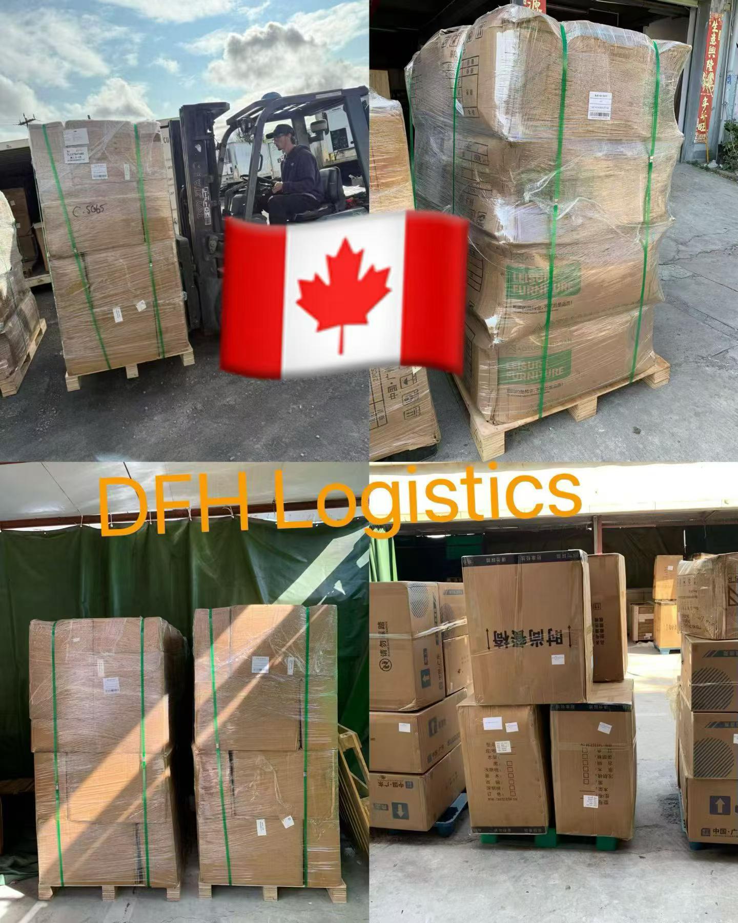 Palletised furniture consolidated for a Canadian importer