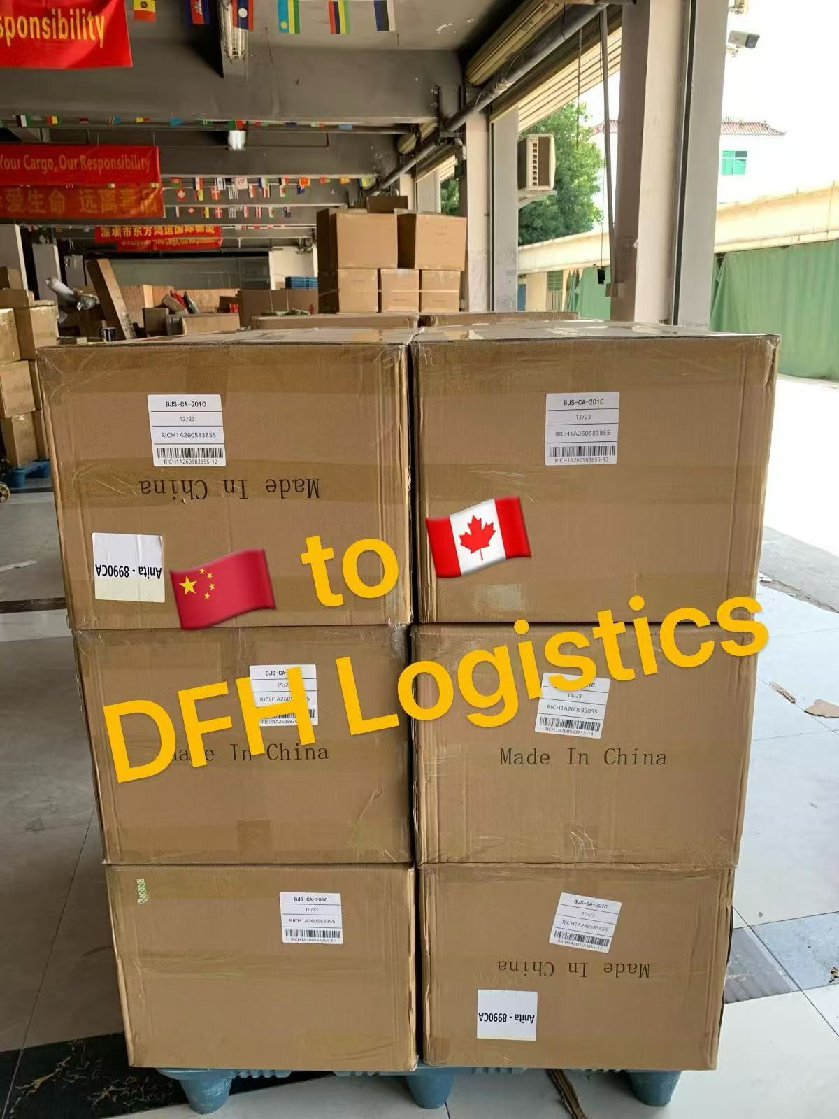 Factory cartons consolidated at our Shenzhen warehouse