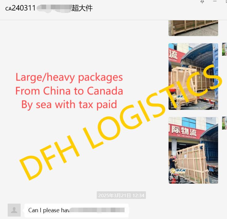Large and heavy crates shipped by sea, duties paid